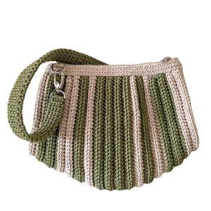 borsa uncinetto conchiglia beige e verde
