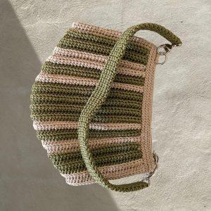 borsa uncinetto conchiglia in beige e verde