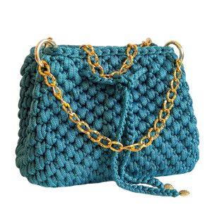 borsa uncinetto secchiello in blu